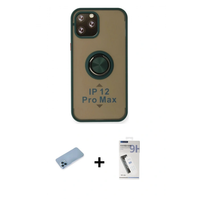 MARSİLYAN™- iPhone 12 Pro Kılıf Yörünge Çizgi - Şeffaf Uv Polymer Nano Ekran Koruyucu + Shine Kamera Lens Koruma Cam - MI