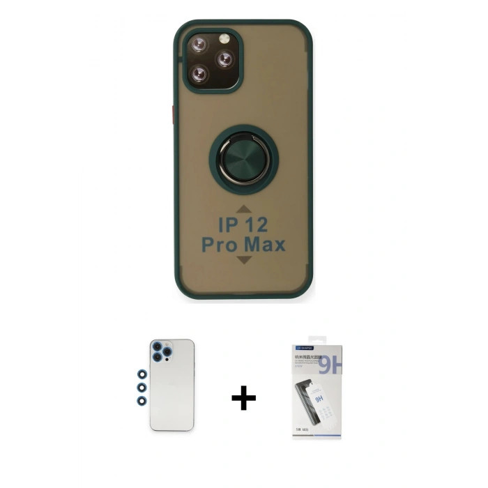MARSİLYAN™- iPhone 12 Pro Kılıf Yörünge Çizgi - Şeffaf Uv Polymer Nano Ekran Koruyucu + Shine Kamera Lens - MI