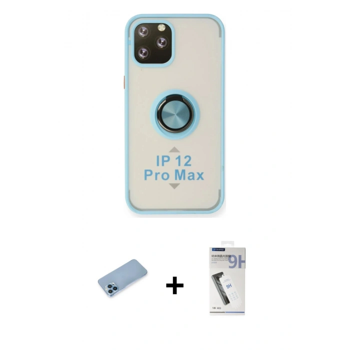 MARSİLYAN™- iPhone 12 Pro Kılıf Yörünge Çizgi - Şeffaf Uv Polymer Nano Ekran Koruyucu + Shine Kamera Lens Koruma Cam - MI