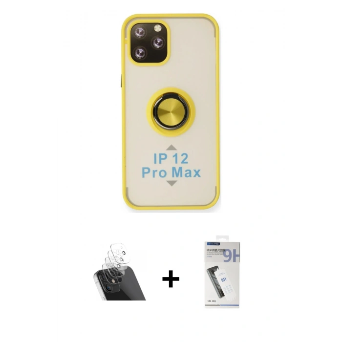 MARSİLYAN™- iPhone 12 Pro Kılıf Yörünge Çizgi - Şeffaf Uv Polymer Nano Ekran Koruyucu + Şeffaf Kamera Lens Koruma Cam