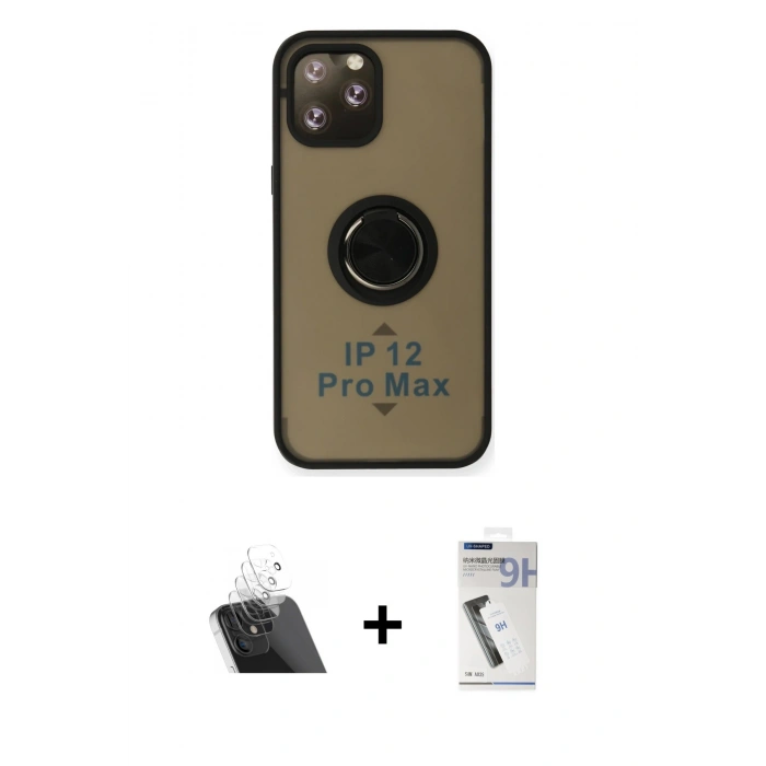 MARSİLYAN™- iPhone 12 Pro Kılıf Yörünge Çizgi - Şeffaf Uv Polymer Nano Ekran Koruyucu + Şeffaf Kamera Lens Koruma Cam
