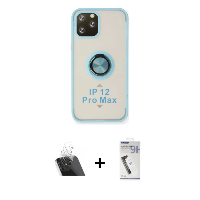 MARSİLYAN™- iPhone 12 Pro Kılıf Yörünge Çizgi - Şeffaf Uv Polymer Nano Ekran Koruyucu + Şeffaf Kamera Lens Koruma Cam