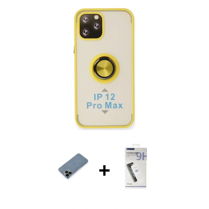MARSİLYAN™- iPhone 12 Pro Kılıf Yörünge Çizgi - Şeffaf Uv Polymer Nano Ekran Koruyucu + Shine Kamera Lens Koruma Cam - SH