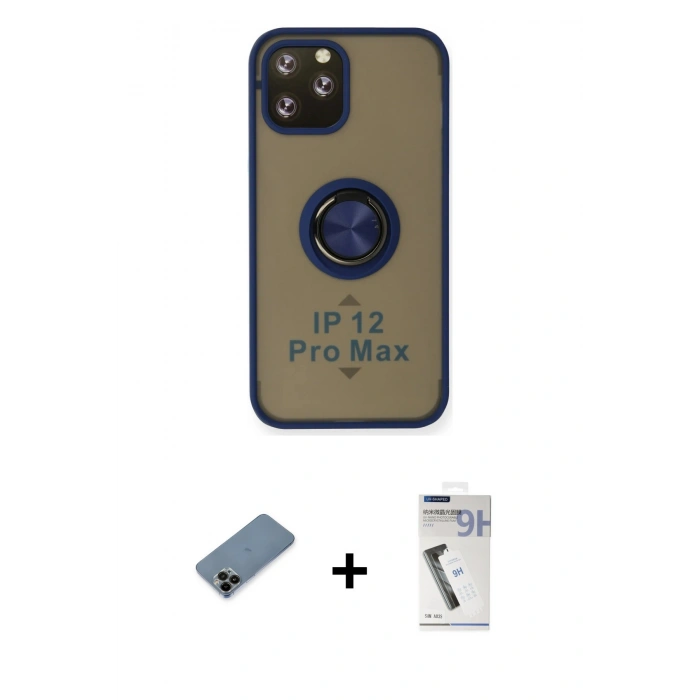 MARSİLYAN™- iPhone 12 Pro Kılıf Yörünge Çizgi - Şeffaf Uv Polymer Nano Ekran Koruyucu + Shine Kamera Lens Koruma Cam - SH