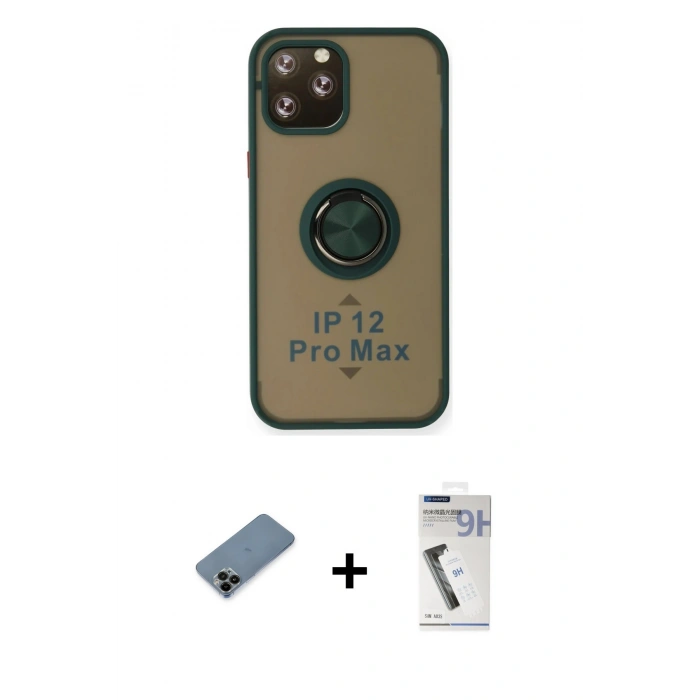MARSİLYAN™- iPhone 12 Pro Kılıf Yörünge Çizgi - Şeffaf Uv Polymer Nano Ekran Koruyucu + Shine Kamera Lens Koruma Cam - SH