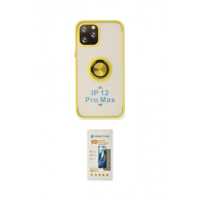 MARSİLYAN™- iPhone 12 Pro Kılıf Yörünge Çizgi - Siyah 6D Mat Seramik Hayalet Nano Ekran Koruyucu
