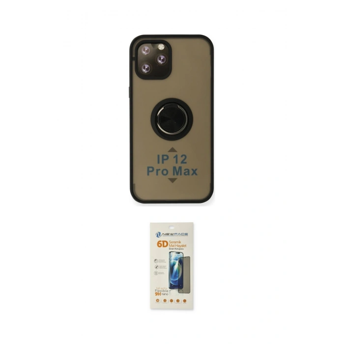 MARSİLYAN™- iPhone 12 Pro Kılıf Yörünge Çizgi - Siyah 6D Mat Seramik Hayalet Nano Ekran Koruyucu