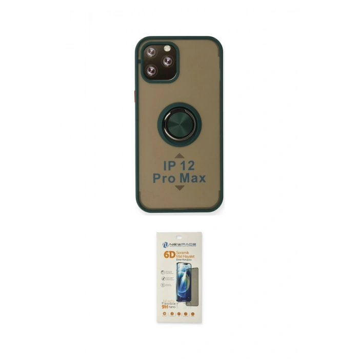 MARSİLYAN™- iPhone 12 Pro Kılıf Yörünge Çizgi - Siyah 6D Mat Seramik Hayalet Nano Ekran Koruyucu