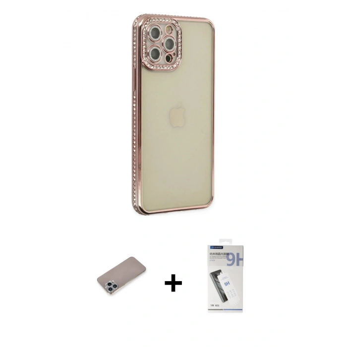 MARSİLYAN™- iPhone 12 Pro Kılıf Yörünge Koleksiyonu - Şeffaf Uv Polymer Nano Ekran Koruyucu + Shine Kamera Lens Koruma Cam - SABE
