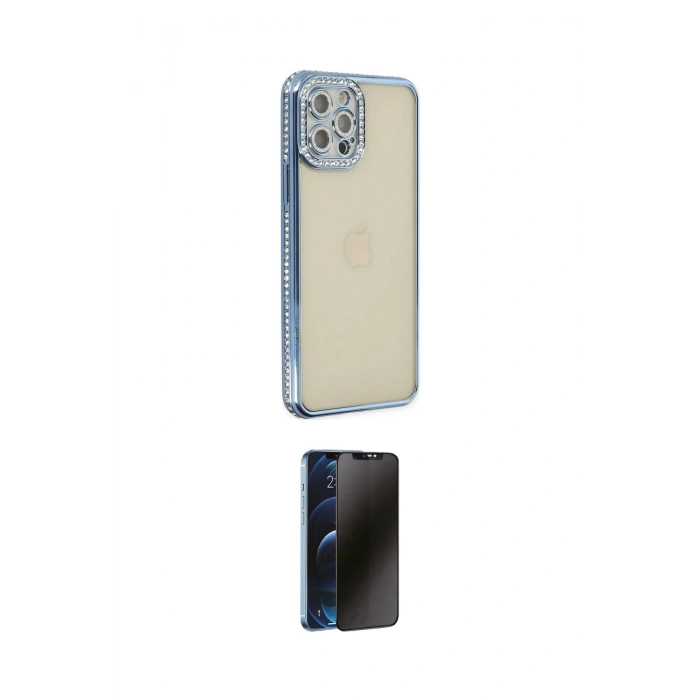 MARSİLYAN™- iPhone 12 Pro Kılıf Yörünge Koleksiyonu - Siyah 3D Antistatik Hayalet Cam Ekran Koruyucu