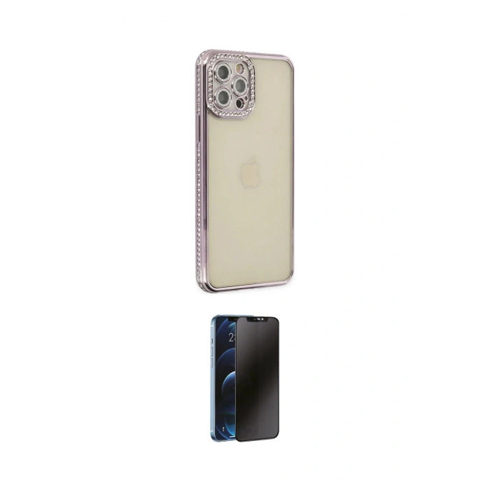 MARSİLYAN™- iPhone 12 Pro Kılıf Yörünge Koleksiyonu - Siyah 3D Antistatik Hayalet Cam Ekran Koruyucu