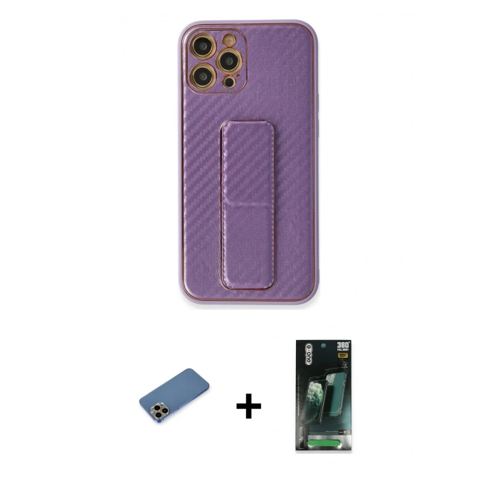 MARSİLYAN™- iPhone 12 Pro Kılıf Yörünge Yansıma - Şeffaf 360 Full Body Arka Koruyucu + Shine Kamera Lens Koruma Cam - GD