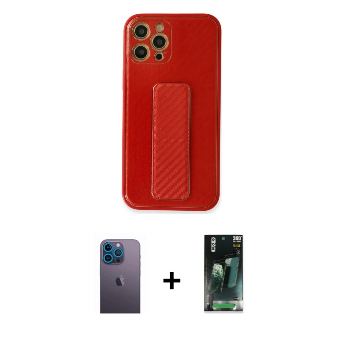 MARSİLYAN™- iPhone 12 Pro Kılıf Yörünge Yansıma - Şeffaf 360 Full Body Arka Koruyucu + Neon Fosforlu Kamera Lens - MI