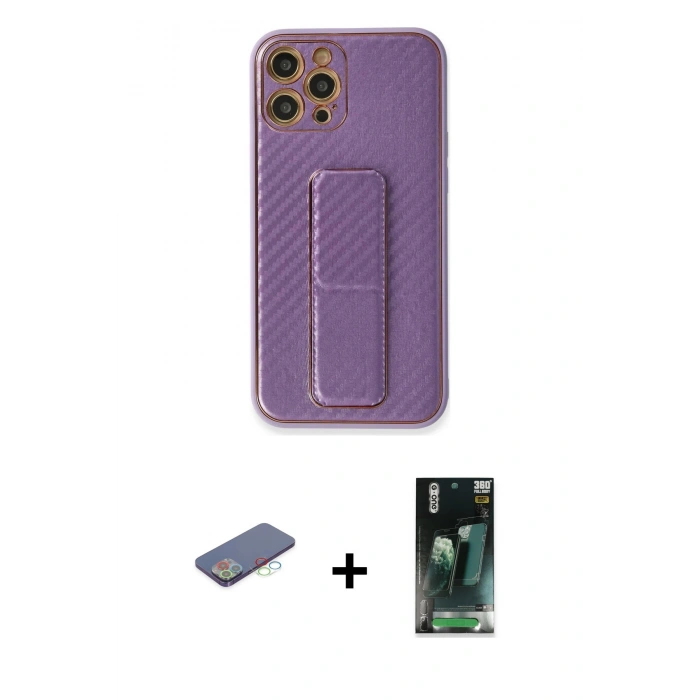 MARSİLYAN™- iPhone 12 Pro Kılıf Yörünge Yansıma - Şeffaf 360 Full Body Arka Koruyucu + Renkli Kamera Lens Koruma Cam - MI