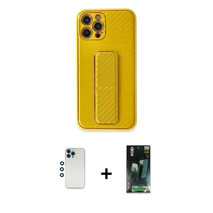 MARSİLYAN™- iPhone 12 Pro Kılıf Yörünge Yansıma - Şeffaf 360 Full Body Arka Koruyucu + Shine Kamera Lens - MI