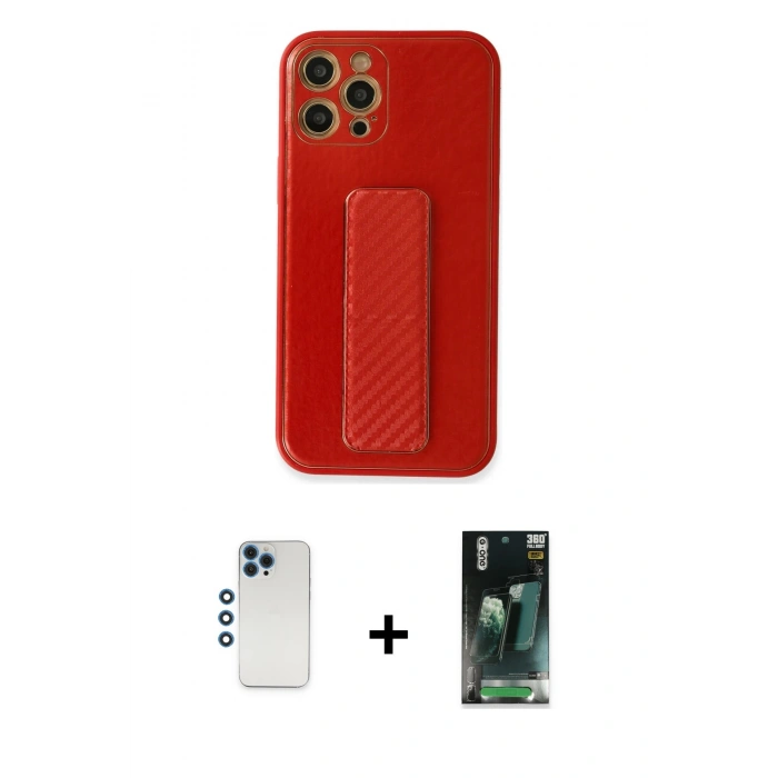 MARSİLYAN™- iPhone 12 Pro Kılıf Yörünge Yansıma - Şeffaf 360 Full Body Arka Koruyucu + Shine Kamera Lens - MI