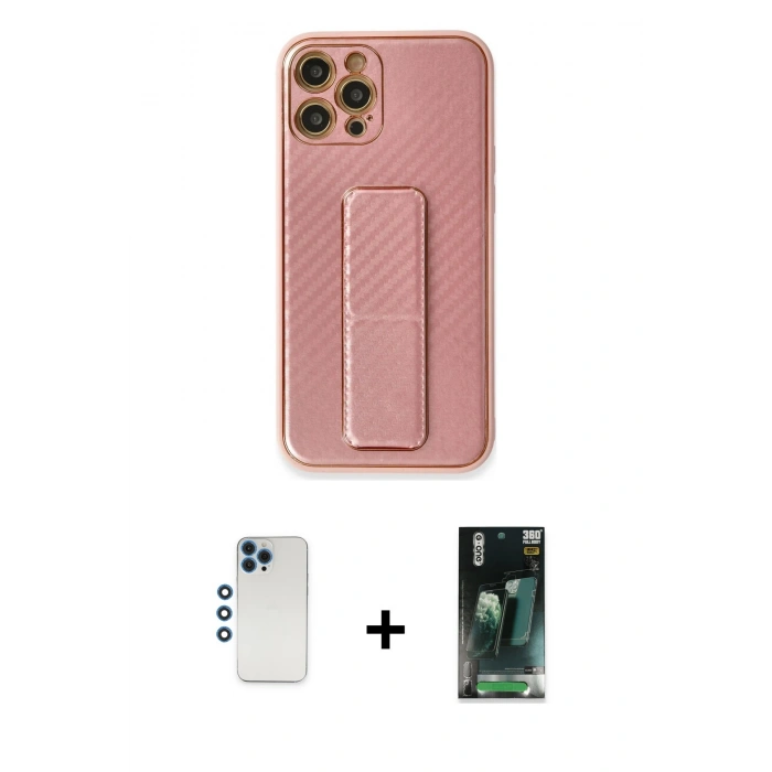 MARSİLYAN™- iPhone 12 Pro Kılıf Yörünge Yansıma - Şeffaf 360 Full Body Arka Koruyucu + Shine Kamera Lens - MI
