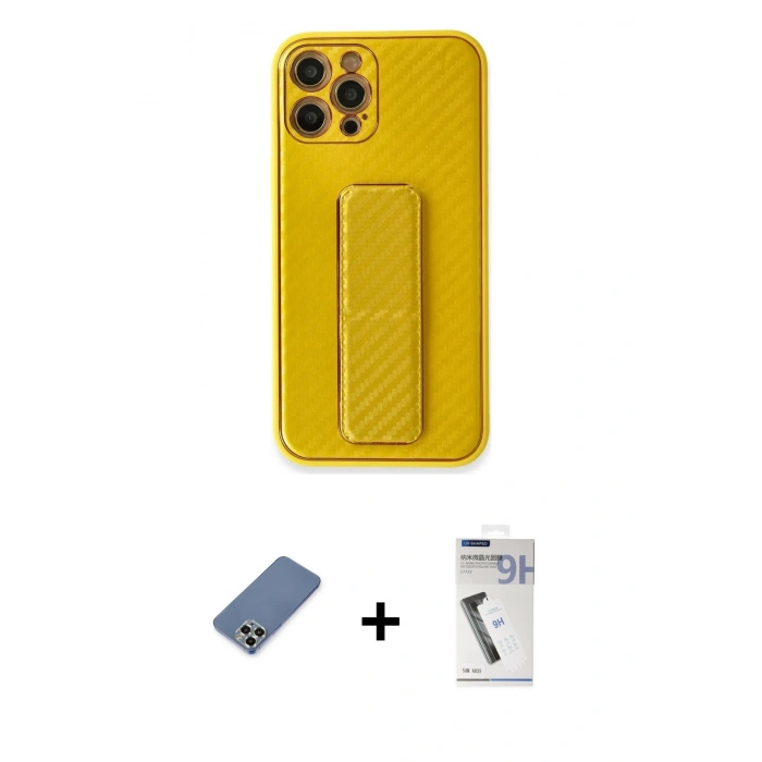 MARSİLYAN™- iPhone 12 Pro Kılıf Yörünge Yansıma - Şeffaf Uv Polymer Nano Ekran Koruyucu + Metal Kamera Lens Koruma Cam - AKYL