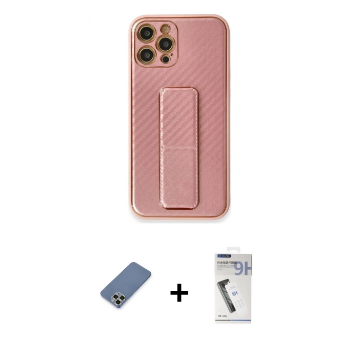 MARSİLYAN™- iPhone 12 Pro Kılıf Yörünge Yansıma - Şeffaf Uv Polymer Nano Ekran Koruyucu + Metal Kamera Lens Koruma Cam - AKYL