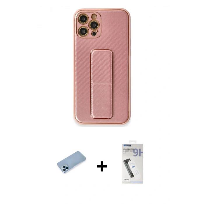 MARSİLYAN™- iPhone 12 Pro Kılıf Yörünge Yansıma - Şeffaf Uv Polymer Nano Ekran Koruyucu + Mavi Shine Kamera Lens Koruma Cam