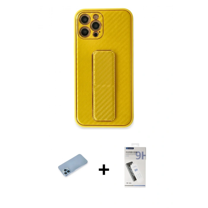 MARSİLYAN™- iPhone 12 Pro Kılıf Yörünge Yansıma - Şeffaf Uv Polymer Nano Ekran Koruyucu + Mavi Shine Kamera Lens Koruma Cam