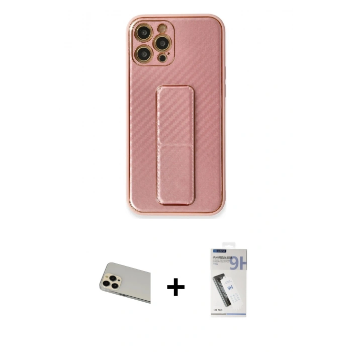 MARSİLYAN™- iPhone 12 Pro Kılıf Yörünge Yansıma - Şeffaf Uv Polymer Nano Ekran Koruyucu + Rainbow Kamera Lens Koruma Cam - GD