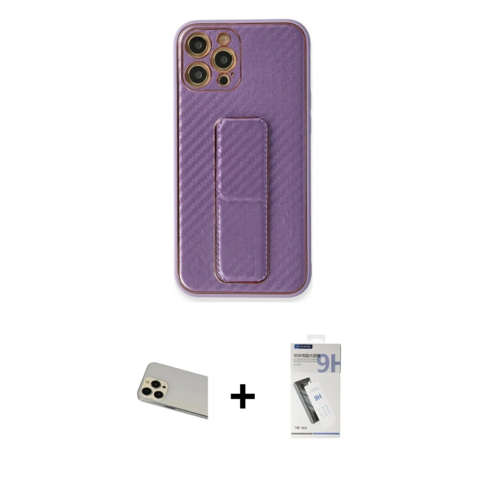 MARSİLYAN™- iPhone 12 Pro Kılıf Yörünge Yansıma - Şeffaf Uv Polymer Nano Ekran Koruyucu + Rainbow Kamera Lens Koruma Cam - GD