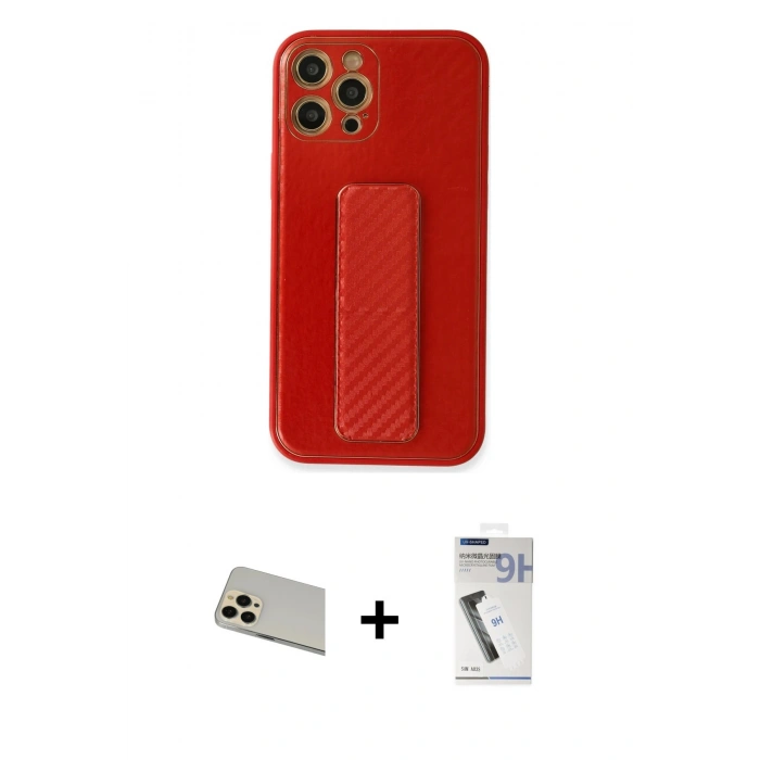MARSİLYAN™- iPhone 12 Pro Kılıf Yörünge Yansıma - Şeffaf Uv Polymer Nano Ekran Koruyucu + Rainbow Kamera Lens Koruma Cam - GD