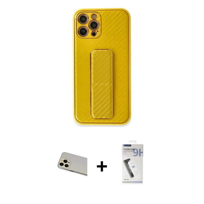 MARSİLYAN™- iPhone 12 Pro Kılıf Yörünge Yansıma - Şeffaf Uv Polymer Nano Ekran Koruyucu + Rainbow Kamera Lens Koruma Cam - GD