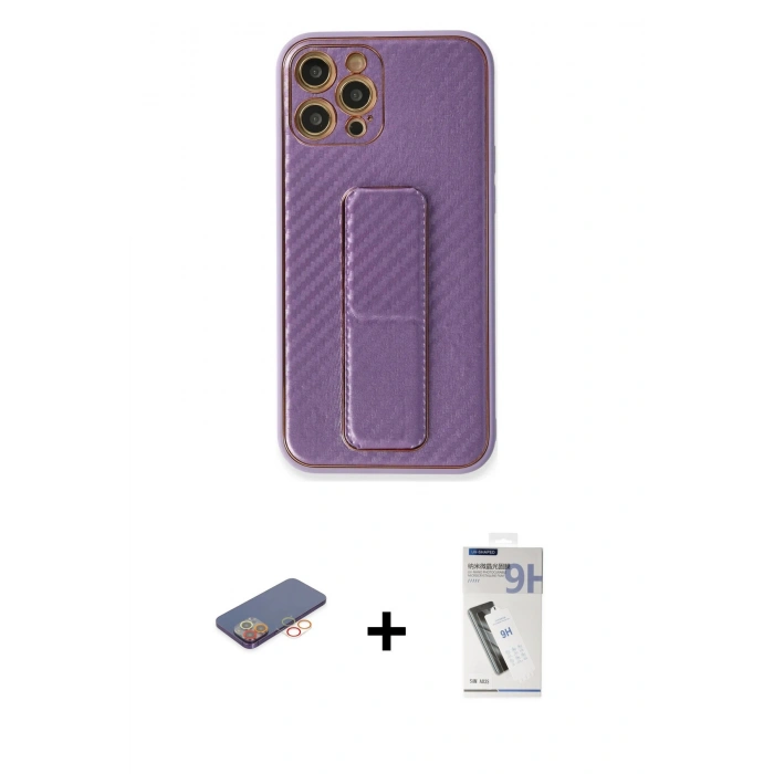 MARSİLYAN™- iPhone 12 Pro Kılıf Yörünge Yansıma - Şeffaf Uv Polymer Nano Ekran Koruyucu + Turuncu Renkli Kamera Lens Koruma Cam