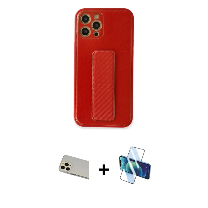 MARSİLYAN™- iPhone 12 Pro Kılıf Yörünge Yansıma - Siyah 3D Antistatik Seramik Nano Ekran Koruyucu + Rainbow Kamera Lens Koruma Cam - GD