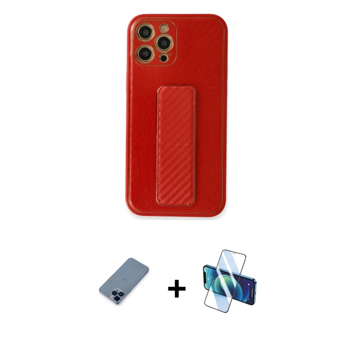MARSİLYAN™- iPhone 12 Pro Kılıf Yörünge Yansıma - Siyah 3D Antistatik Seramik Nano Ekran Koruyucu + Metal Kamera Lens Koruma Cam - MI