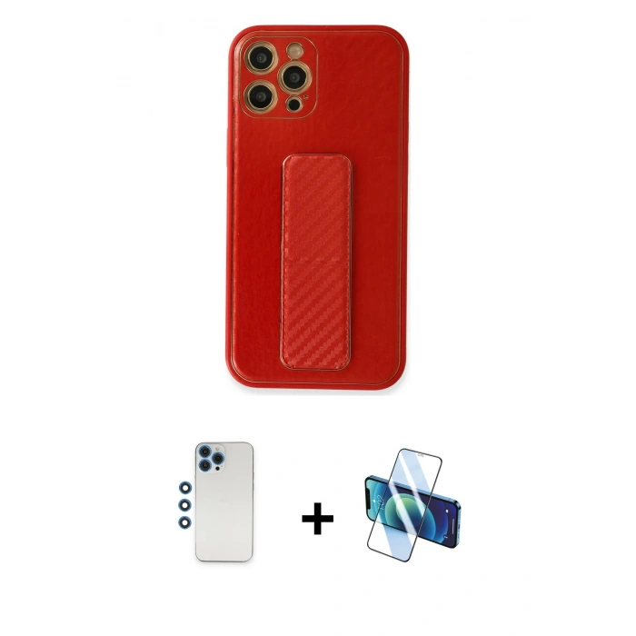 MARSİLYAN™- iPhone 12 Pro Kılıf Yörünge Yansıma - Siyah 3D Antistatik Seramik Nano Ekran Koruyucu + Shine Kamera Lens - MI