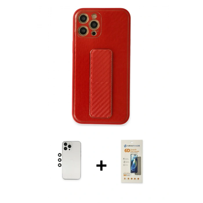 MARSİLYAN™- iPhone 12 Pro Kılıf Yörünge Yansıma - Siyah 6D Mat Seramik Hayalet Nano Ekran Koruyucu + Shine Kamera Lens - GS