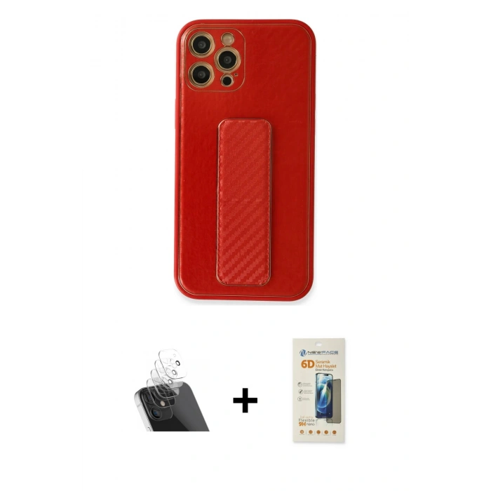 MARSİLYAN™- iPhone 12 Pro Kılıf Yörünge Yansıma - Siyah 6D Mat Seramik Hayalet Nano Ekran Koruyucu + Kamera Lens Koruma Cam - SF