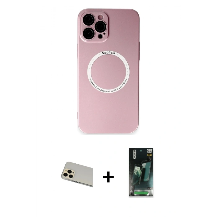 MARSİLYAN™- iPhone 12 Pro Kılıf Zirve Klasik Prime - Şeffaf 360 Full Body Arka Koruyucu + Rainbow Kamera Lens Koruma Cam - GD