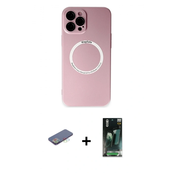 MARSİLYAN™- iPhone 12 Pro Kılıf Zirve Klasik Prime - Şeffaf 360 Full Body Arka Koruyucu + Renkli Kamera Lens Koruma Cam - MI
