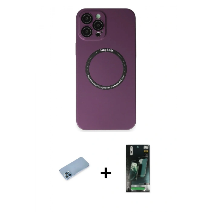 MARSİLYAN™- iPhone 12 Pro Kılıf Zirve Klasik Prime - Şeffaf 360 Full Body Arka Koruyucu + Shine Kamera Lens Koruma Cam - MI