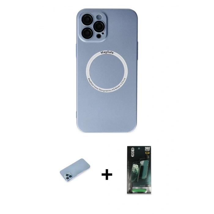 MARSİLYAN™- iPhone 12 Pro Kılıf Zirve Klasik Prime - Şeffaf 360 Full Body Arka Koruyucu + Shine Kamera Lens Koruma Cam - MI