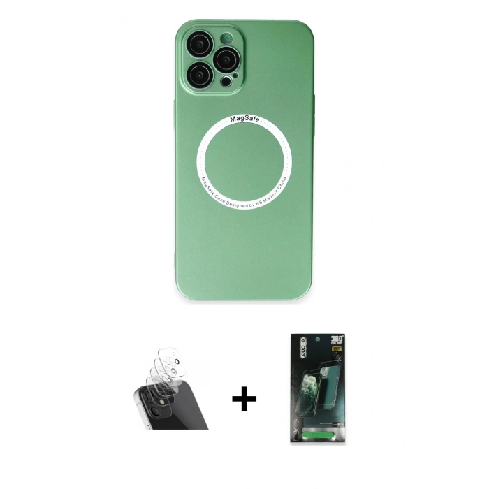 MARSİLYAN™- iPhone 12 Pro Kılıf Zirve Klasik Prime - Şeffaf 360 Full Body Arka Koruyucu + Kamera Lens Koruma Cam - SF