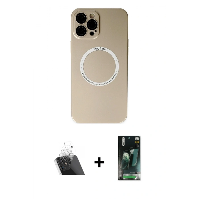 MARSİLYAN™- iPhone 12 Pro Kılıf Zirve Klasik Prime - Şeffaf 360 Full Body Arka Koruyucu + Kamera Lens Koruma Cam - SF