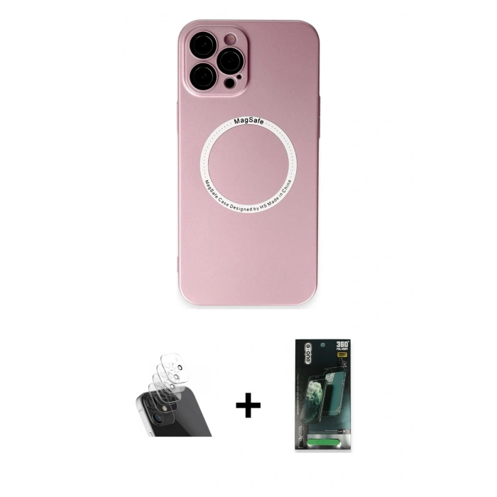 MARSİLYAN™- iPhone 12 Pro Kılıf Zirve Klasik Prime - Şeffaf 360 Full Body Arka Koruyucu + Kamera Lens Koruma Cam - SF