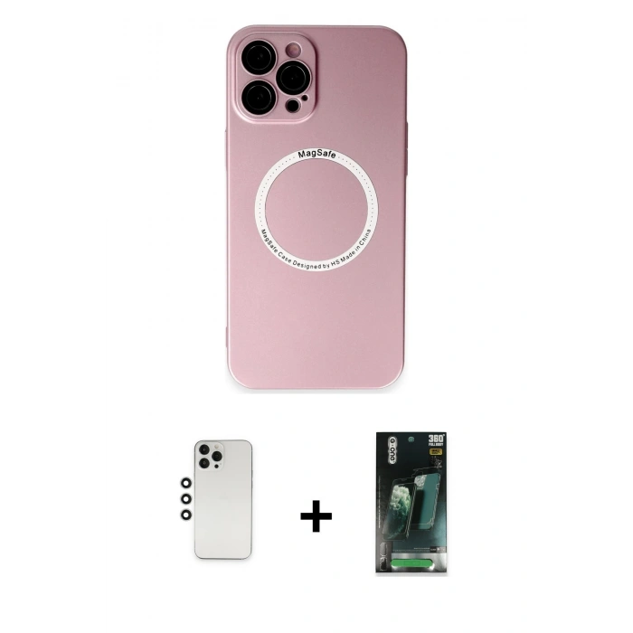 MARSİLYAN™- iPhone 12 Pro Kılıf Zirve Klasik Prime - Şeffaf 360 Full Body Arka Koruyucu + Shine Kamera Lens - GS