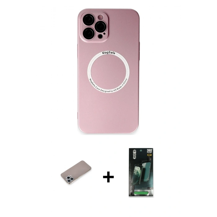 MARSİLYAN™- iPhone 12 Pro Kılıf Zirve Klasik Prime - Şeffaf 360 Full Body Arka Koruyucu + Shine Kamera Lens Koruma Cam - SABE