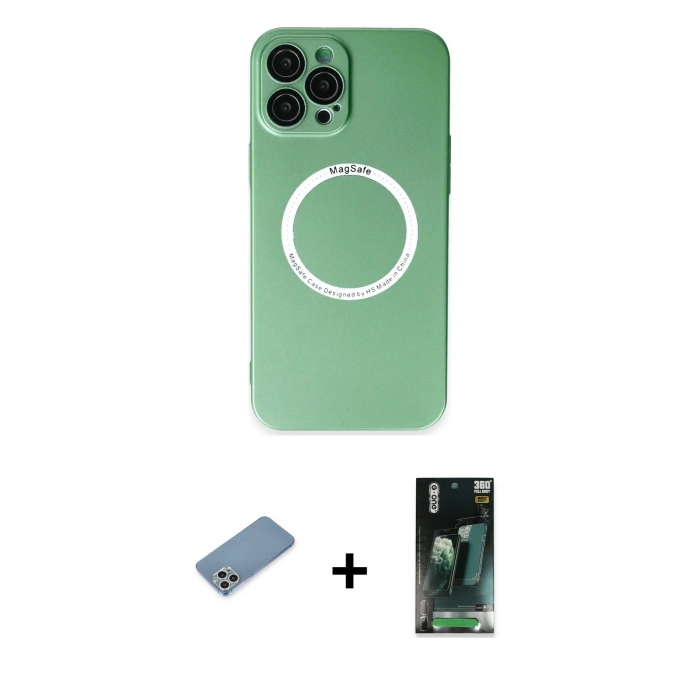MARSİLYAN™- iPhone 12 Pro Kılıf Zirve Klasik Prime - Şeffaf 360 Full Body Arka Koruyucu + Shine Kamera Lens Koruma Cam - GS