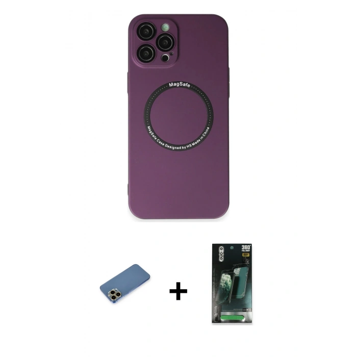 MARSİLYAN™- iPhone 12 Pro Kılıf Zirve Klasik Prime - Şeffaf 360 Full Body Arka Koruyucu + Shine Kamera Lens Koruma Cam - GD