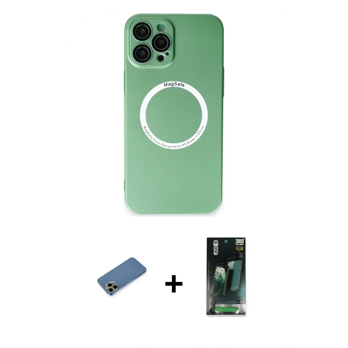 MARSİLYAN™- iPhone 12 Pro Kılıf Zirve Klasik Prime - Şeffaf 360 Full Body Arka Koruyucu + Shine Kamera Lens Koruma Cam - GD
