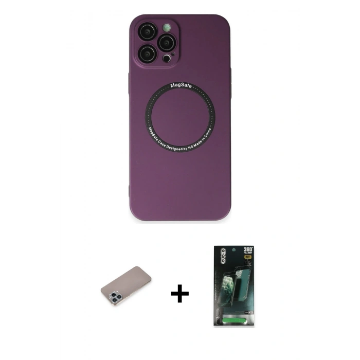 MARSİLYAN™- iPhone 12 Pro Kılıf Zirve Klasik Prime - Şeffaf 360 Full Body Arka Koruyucu + Shine Kamera Lens Koruma Cam - SABE