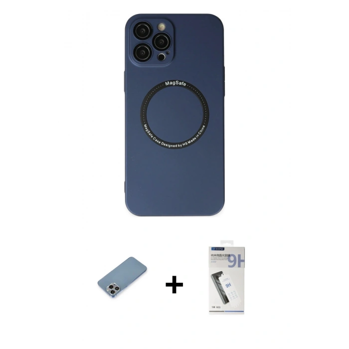 MARSİLYAN™- iPhone 12 Pro Kılıf Zirve Klasik Prime - Şeffaf Uv Polymer Nano Ekran Koruyucu + Shine Kamera Lens Koruma Cam - GI