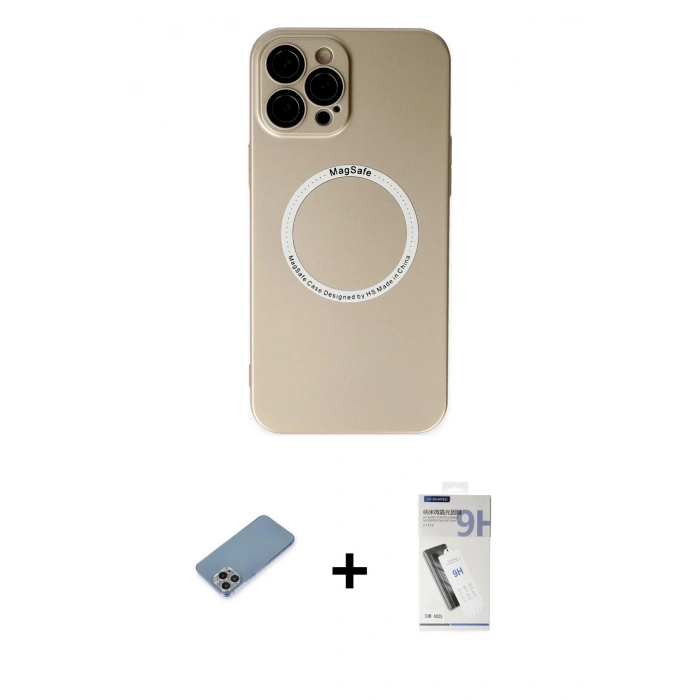 MARSİLYAN™- iPhone 12 Pro Kılıf Zirve Klasik Prime - Şeffaf Uv Polymer Nano Ekran Koruyucu + Shine Kamera Lens Koruma Cam - GI
